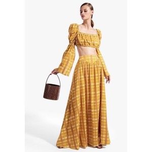 STAUD ENOKI Yellow Plaid Maxi Skirt Brand New, never been worn
